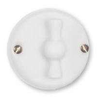Porcelain rotary switch insert On/Off changeover switch. Porcelain white. 