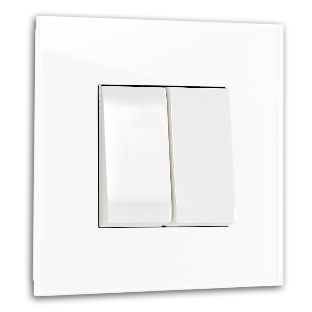 Glass-look light switch 2-way changeover switch White MAXIM